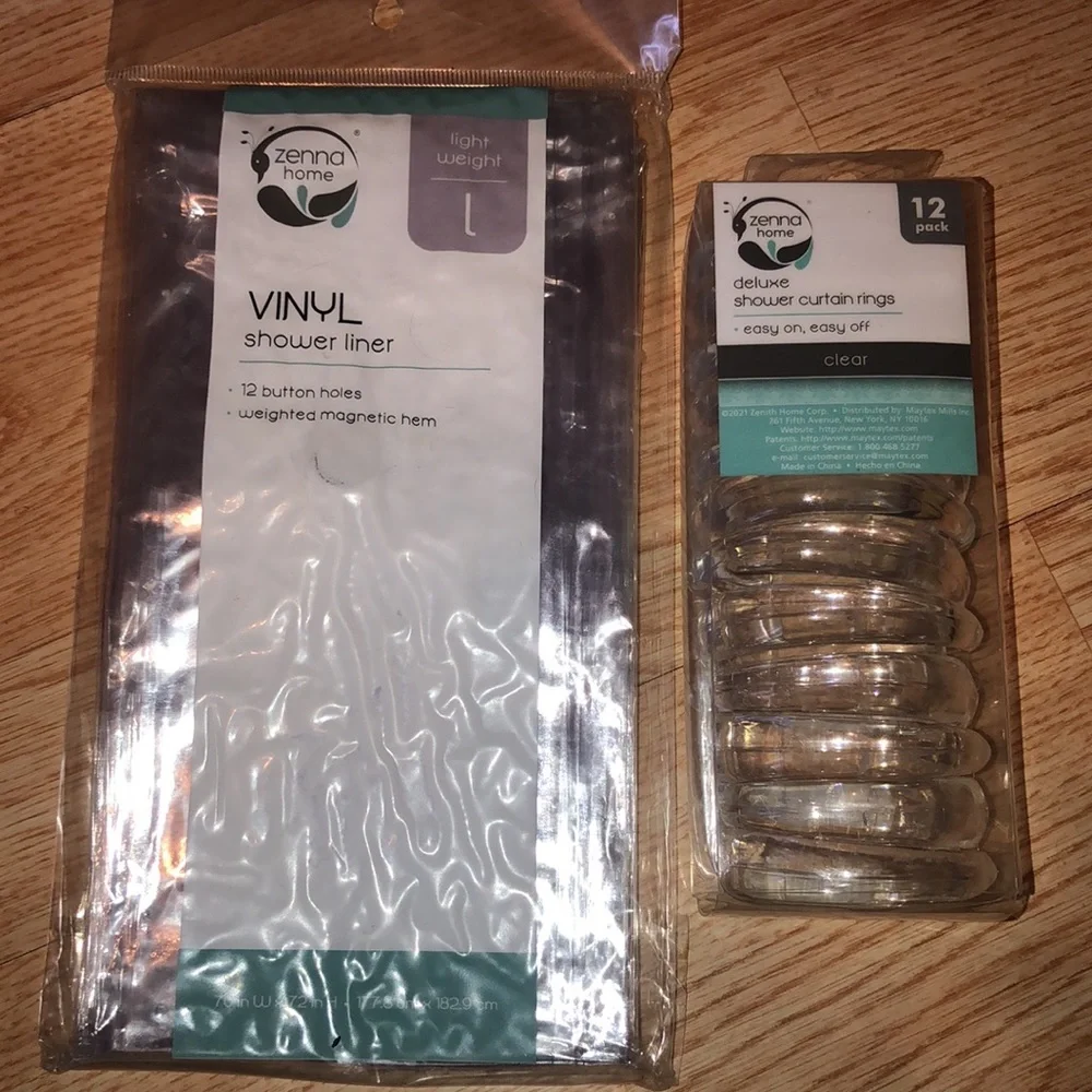 shower curtain Clear liner with curtain rings NWT